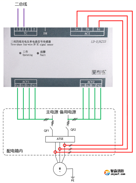 LD-DJ6233三相四線雙電壓單電流信號傳感器接線圖