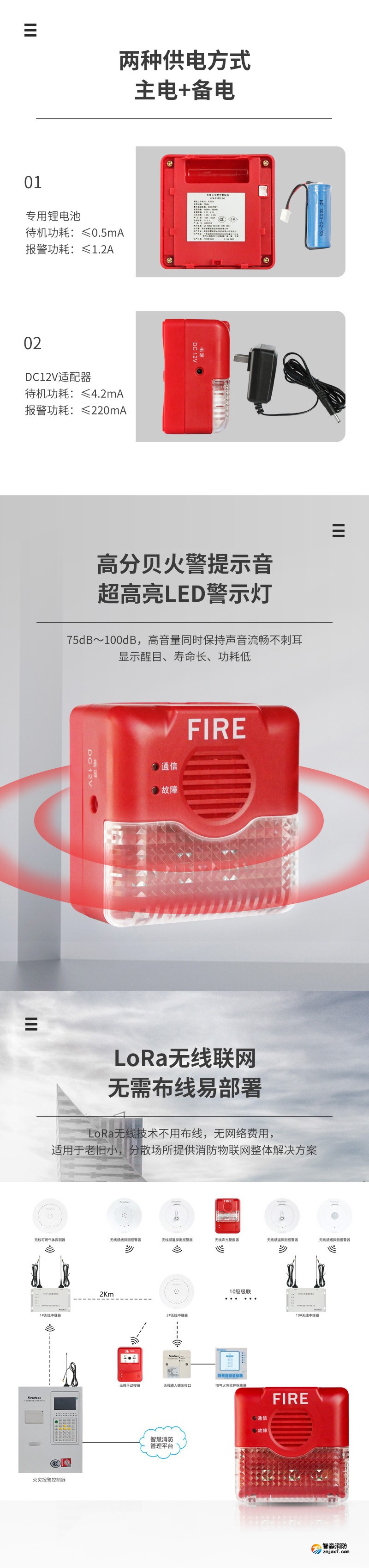 AFN-FS9313WL無線火災聲光警報器2