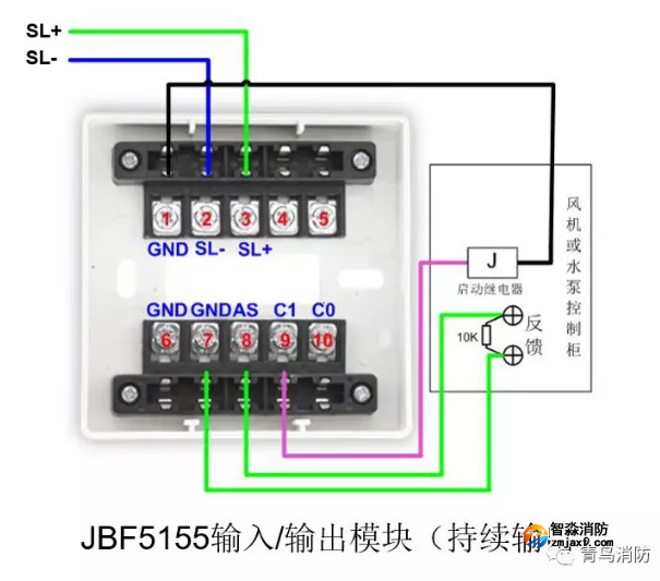 JBF5155輸入/輸出模塊持續輸出接線圖