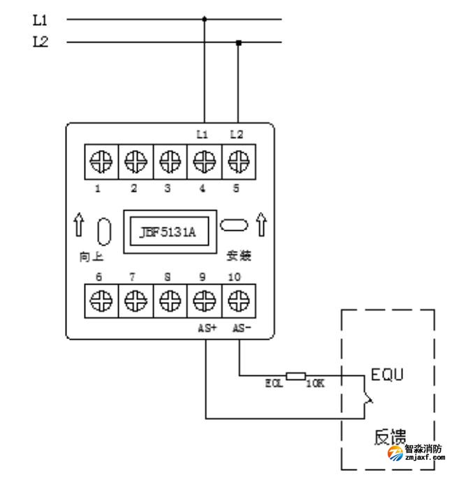 JBF5131A輸入模塊無(wú)源常開信號(hào)接線圖